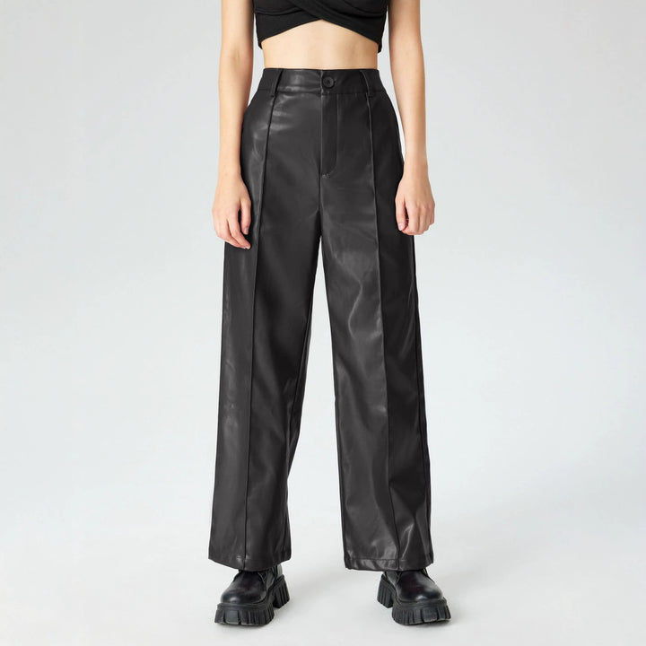 Damen Elegante Kunstlederhose Drune