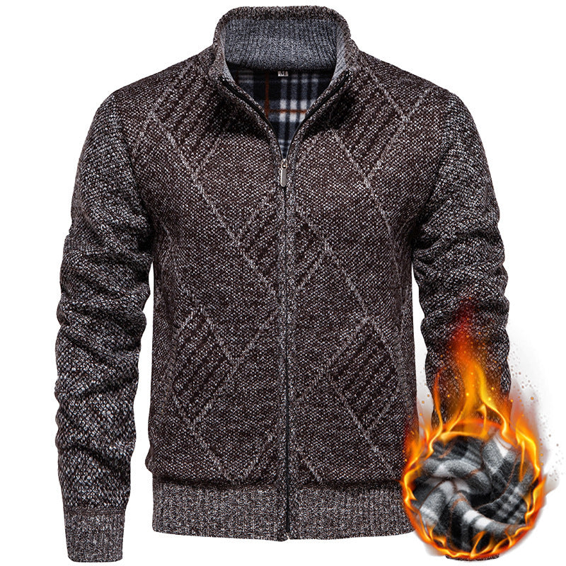 Herren modischer Strickjacke mit Stehkragen und einzigartigem Zopfdesign Drune