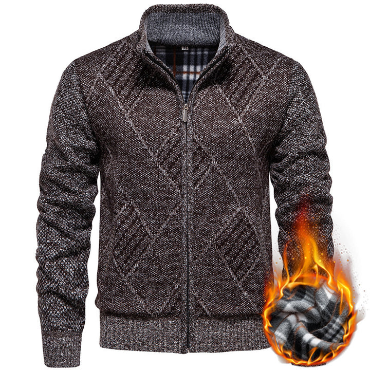 Herren modischer Strickjacke mit Stehkragen und einzigartigem Zopfdesign Drune