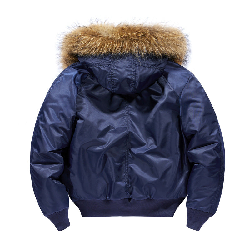 Herren  isolierte Bomberjacke mit Fleece-gefütterter Kapuze, Kragen und Ärmeltasche Drune