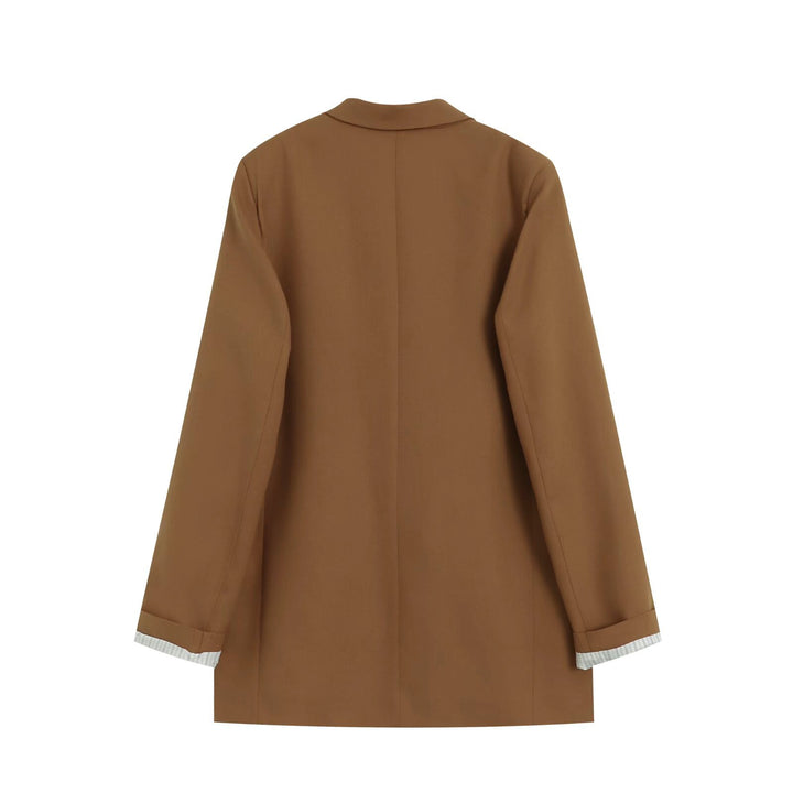 Damen Doppelreihiger Longblazer mit aufgesetzten Taschen und Umschlagärmeln Drune