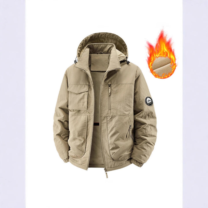 Herren Gefütterte Outdoorjacke mit Fleece-Innenfutter und multifunktionalen Utility-Taschen Drune