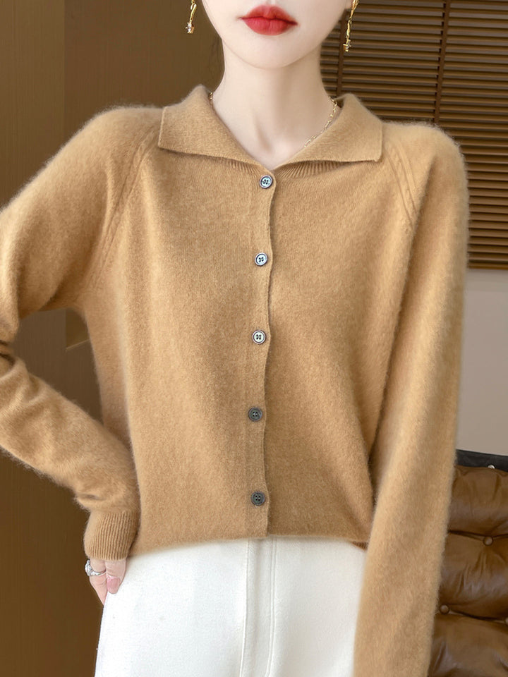 Damen Kuscheliger Reverskragen-Cardigan im Kaschmir-Look mit Mohair-Effekt Drune