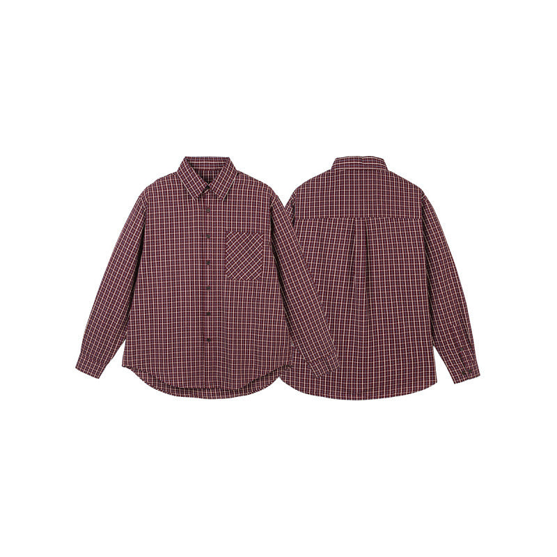Herren Oversize Karo‑Hemd mit gerundetem Saum und diagonalem Brusttaschen‑Detail Drune