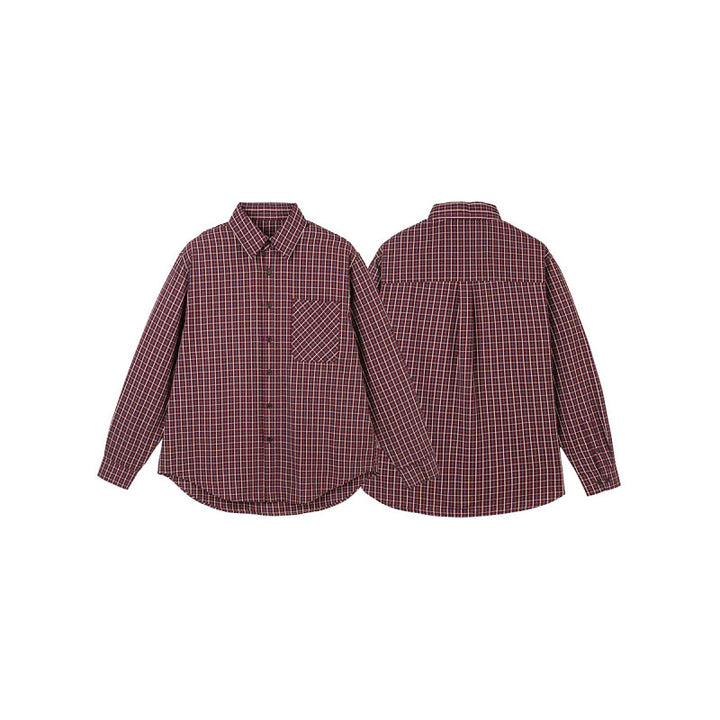 Herren Oversize Karo‑Hemd mit gerundetem Saum und diagonalem Brusttaschen‑Detail Drune