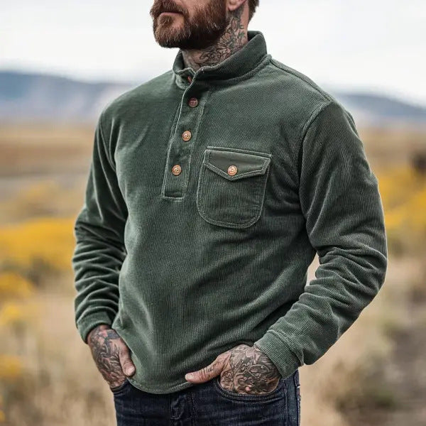 Herren Fleece-Hemd mit Knopfleiste und Brusttasche Drune