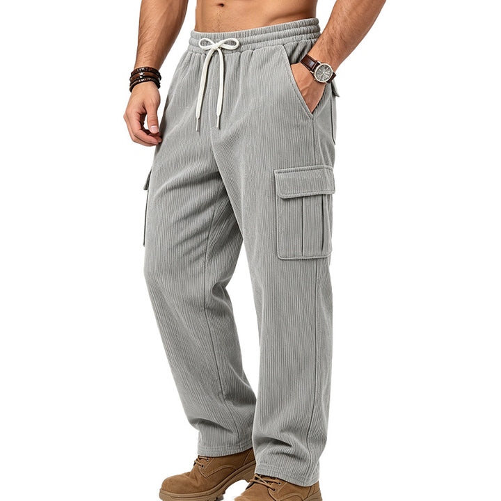 Herren Cord-Cargo-Hose mit Tunnelzug, geradem Schnitt und Multifach-Taschen Drune
