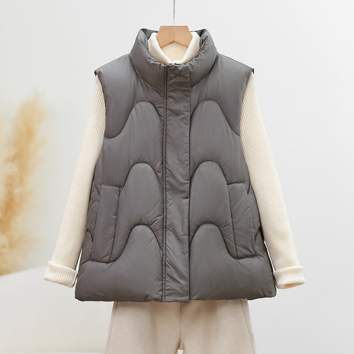 Damen nan ärmellose Steppweste mit hohem Polokragen und ergonomischer Bogensteppung Drune