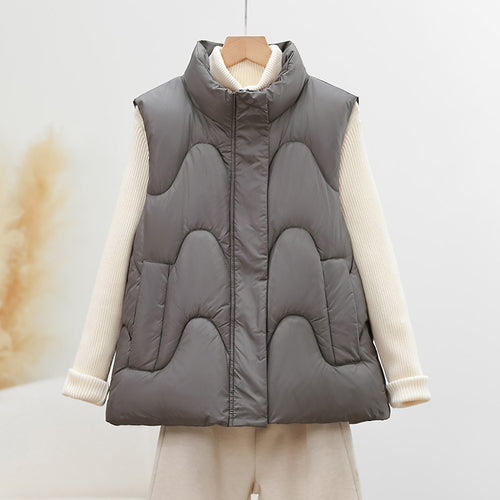 Damen nan ärmellose Steppweste mit hohem Polokragen und ergonomischer Bogensteppung Drune