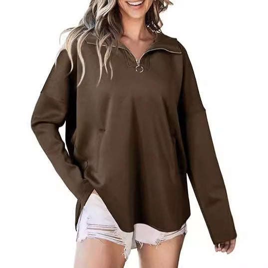 Damen lässiger Kapuzenpullover mit Reißverschluss Drune