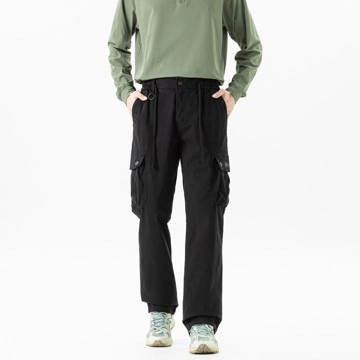 Herren Relaxed-Fit Canvas-Cargohose mit Tunnelzug, Multifach‑Taschen und Utility‑D-Ring Drune