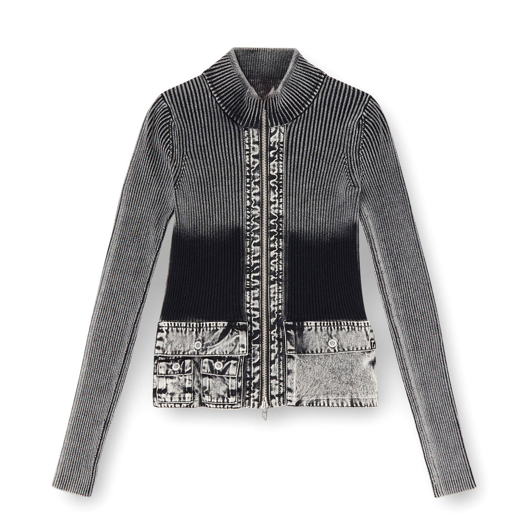 Damen Strickjacke mit denim-inspirierten Taschen und modernem Schnitt Drune