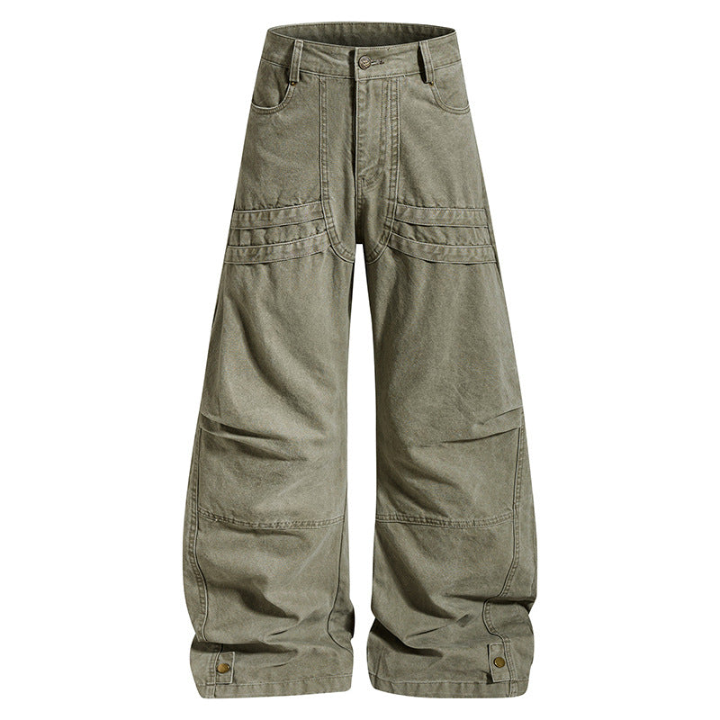 Damen Weite High‑Waist Cargo‑Hose mit verstärkten Kniepaneelen und verstellbarem Saum Drune
