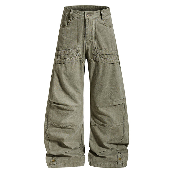 Damen Weite High‑Waist Cargo‑Hose mit verstärkten Kniepaneelen und verstellbarem Saum Drune