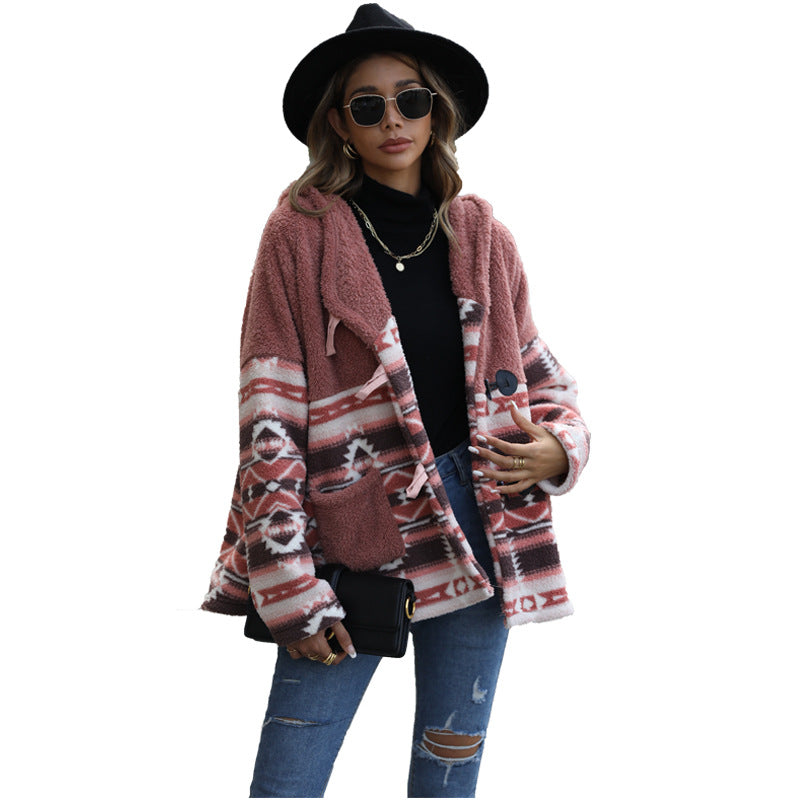 Damen Kuschelige Fleecejacke mit Karomuster und praktischen Taschen Drune