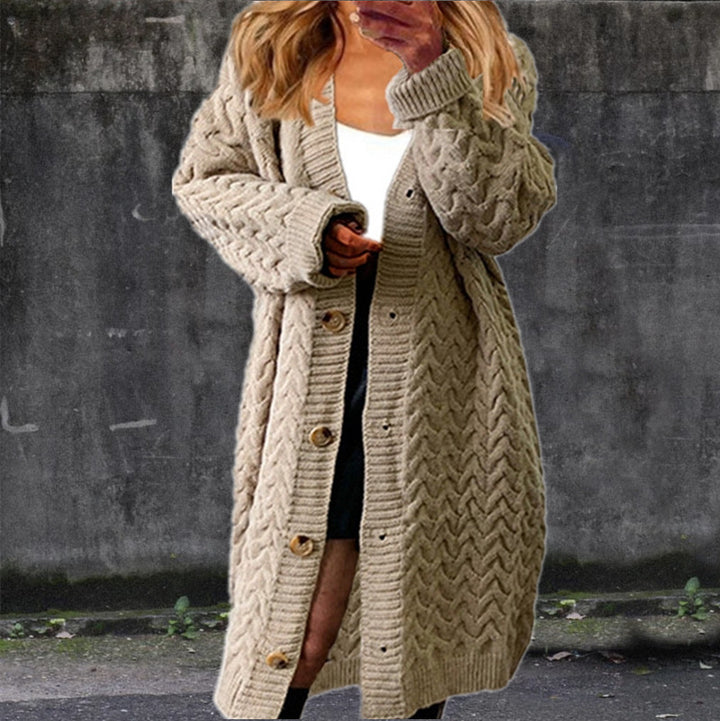 Damen Grobstrickjacke mit strukturiertem Zopfmuster und praktischen Knöpfen Drune