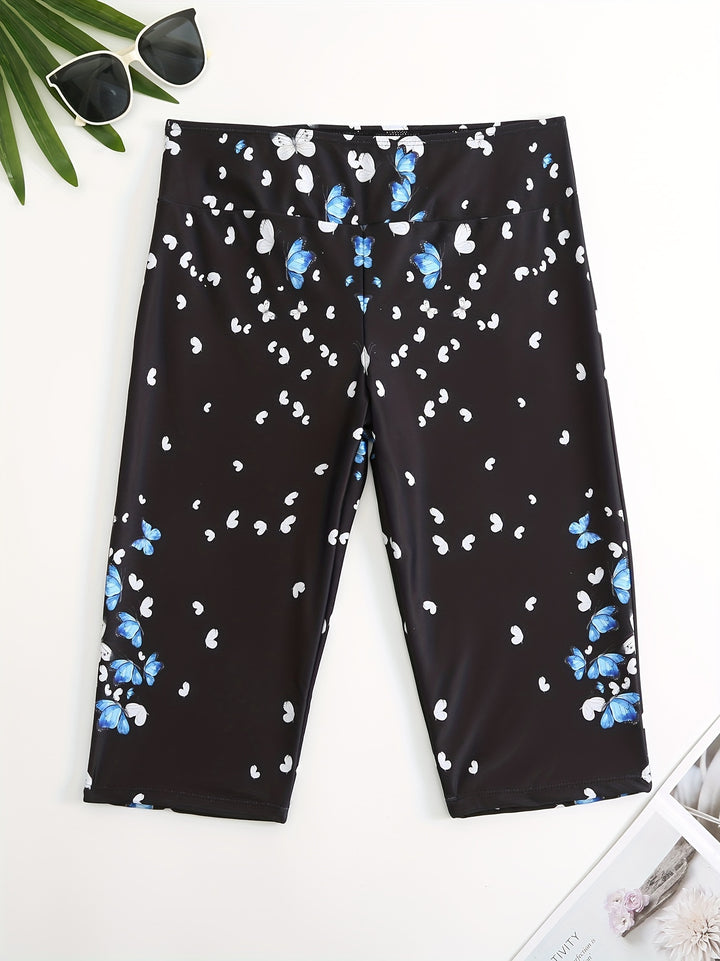 Damen Sportliche Badeshorts mit Blumendesign Drune