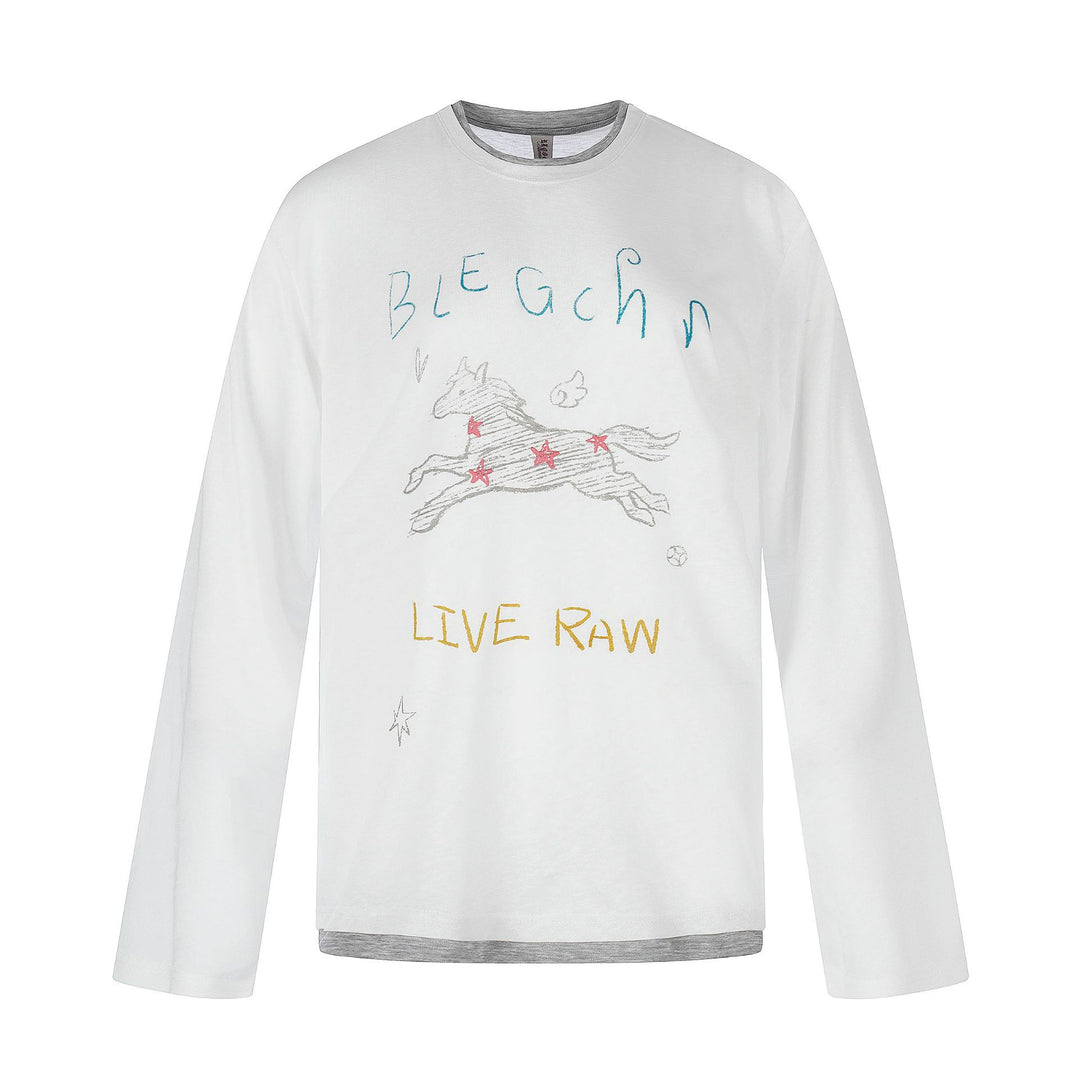 Damen Langarmshirt mit illustrativem Pferde‑Print und Lagenoptik Drune
