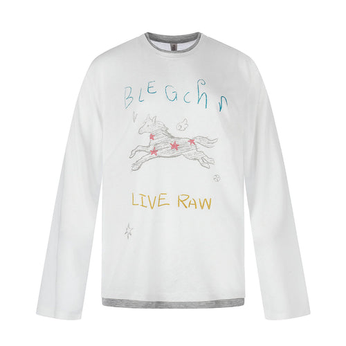 Damen Langarmshirt mit illustrativem Pferde‑Print und Lagenoptik Drune