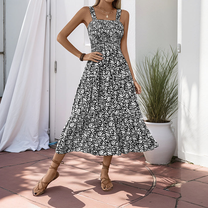 Damen Boho Maxikleid mit verstellbaren Trägern und floralem Design Drune
