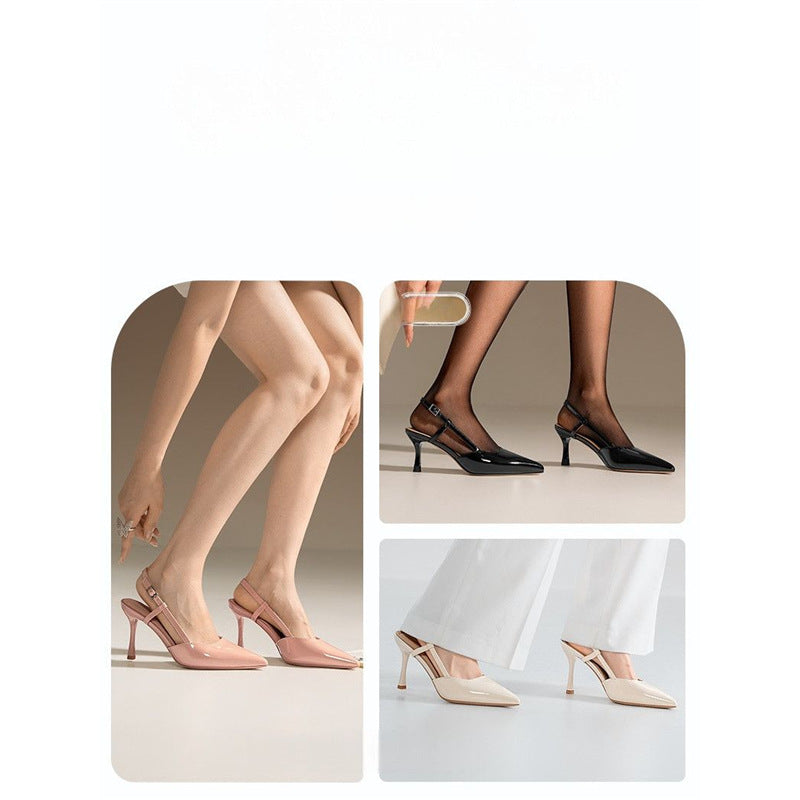 Damen Minimalistische spitz zulaufende Slingback-Pumps mit feinem Knöchelriemen und gepolstertem Komfortfußbett Drune