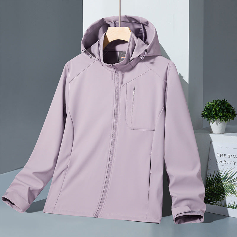 Damen Leichte Softshell-Kapuzenjacke mit wind- und wasserabweisender Membran und Brust-Reißverschlusstasche Drune