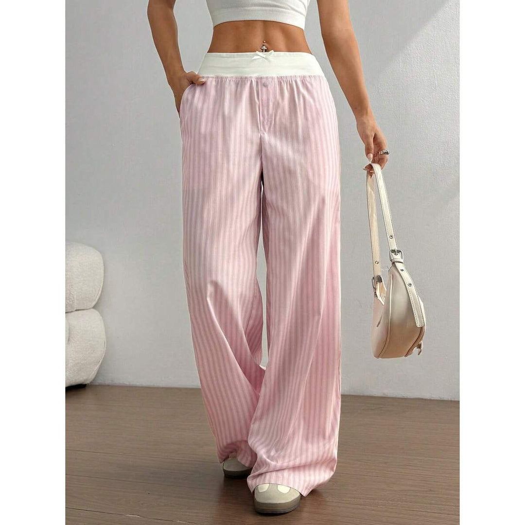 Damen lässige Palazzo-Hose mit breitem Bund Drune
