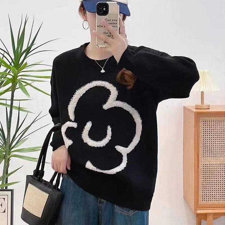 Damen oversized Pullover mit floralem 3D-Design Drune