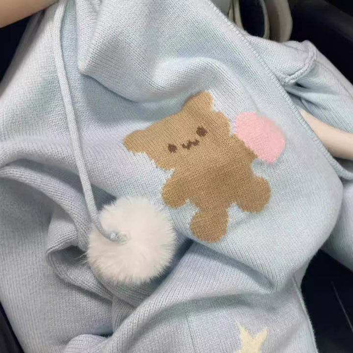 Damen Kapuzenjacke mit verspielten Tiermotiven und Pompoms Drune