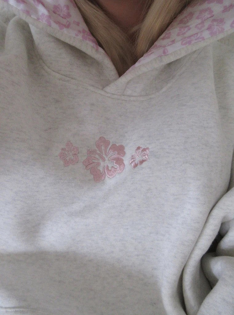 Damen Oversize Hoodie Sweatshirt mit zartem Stickdesign auf der Vorderseite und gesticktem Schriftzug auf der Rückseite Drune