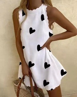 Damen Fließendes Sommerkleid mit Schalkragen und einzigartigem Muster Drune