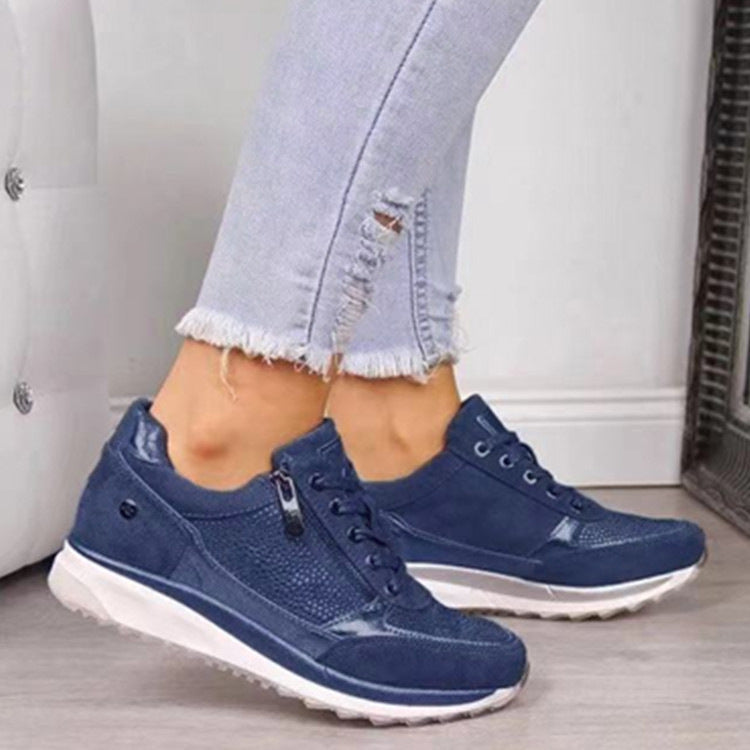 Damen Sneaker mit Keilsohle, Reißverschluss und Metallic-Details Drune