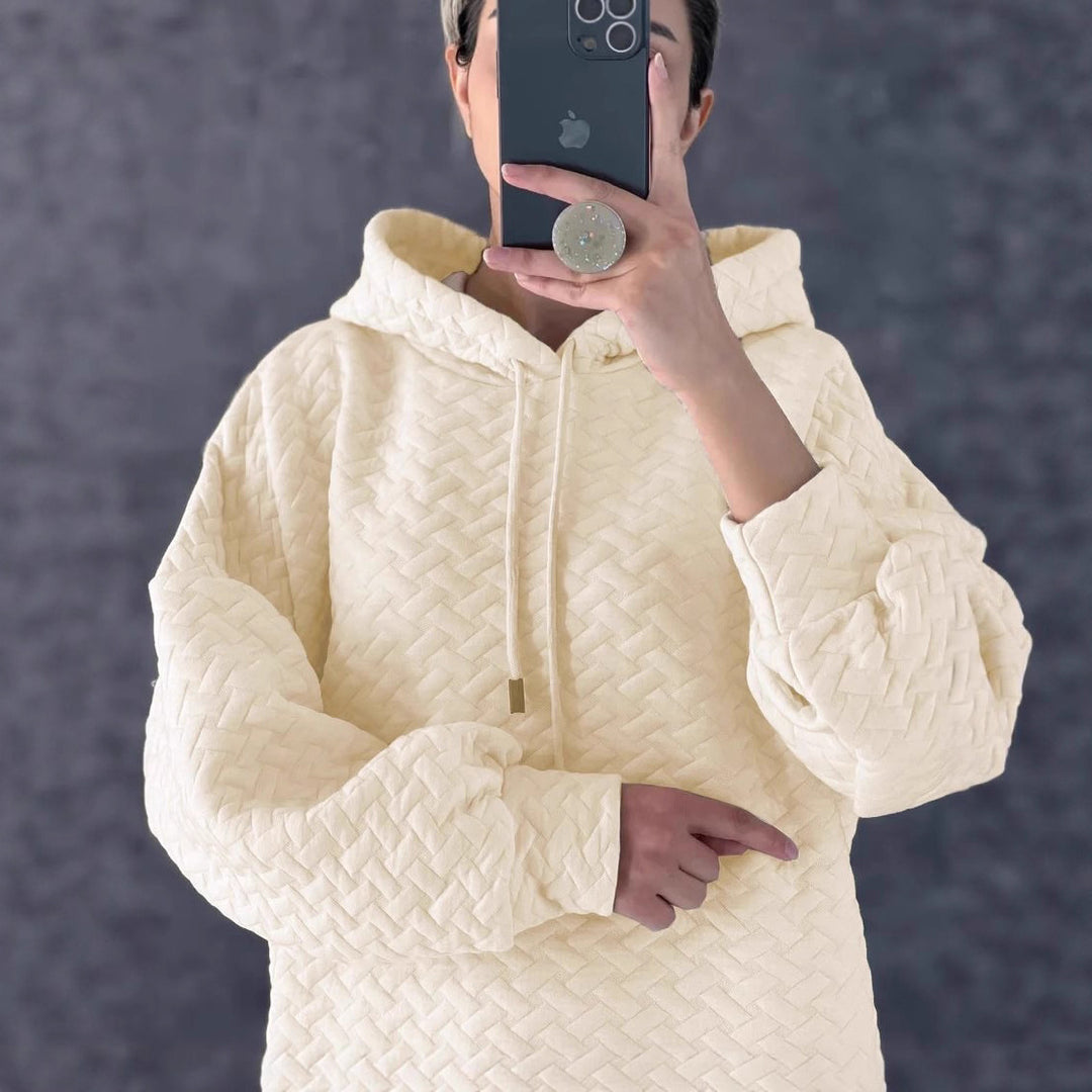 Damen lässiges Sweatshirt-Kleid mit Kapuze und seitlichen Schlitzen Drune