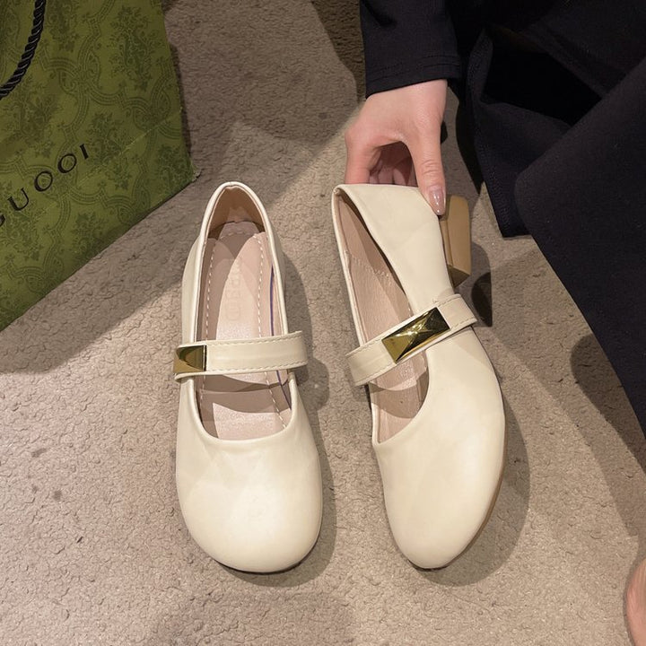 Damen Ballerinas mit dekorativem Riemchen und goldener Applikation Drune