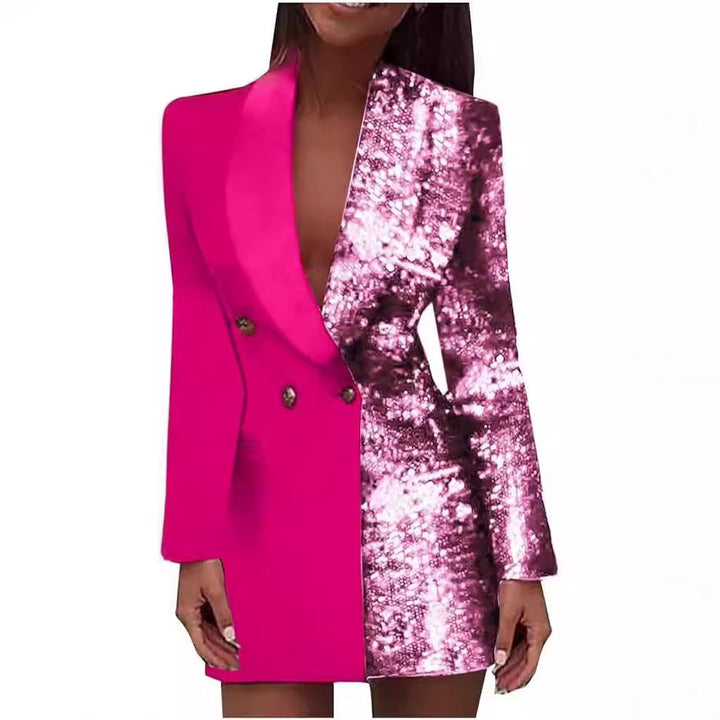 Damen Blazer-Kleid mit lässigem Luxus-Design und schimmerndem Paillettenbesatz Drune