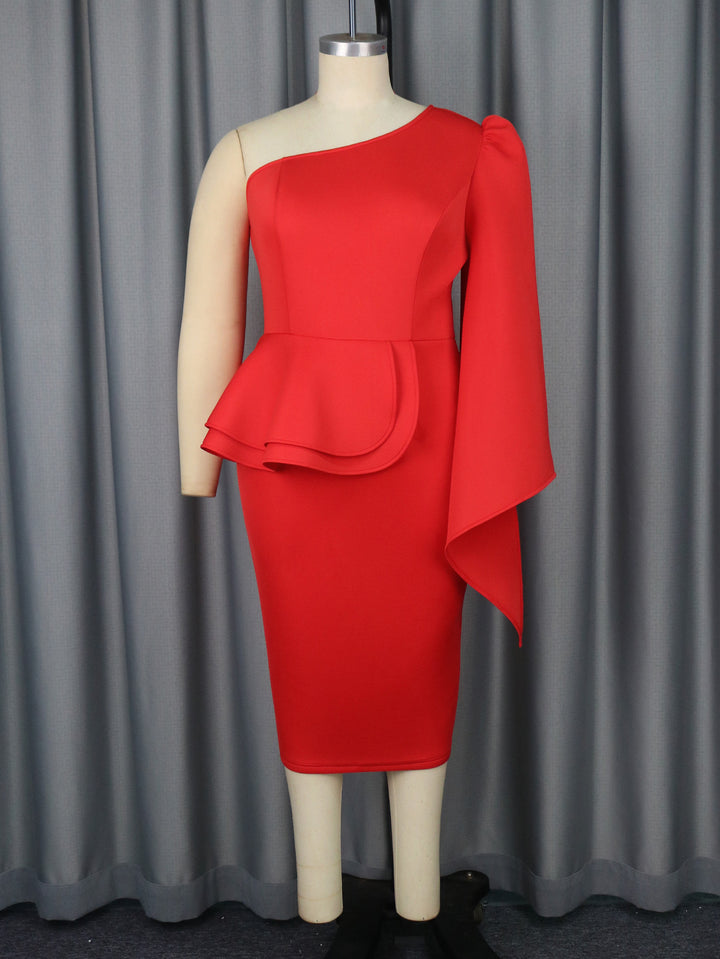 Damen Elegantes Abendkleid mit asymmetrischem Design und Volant Drune