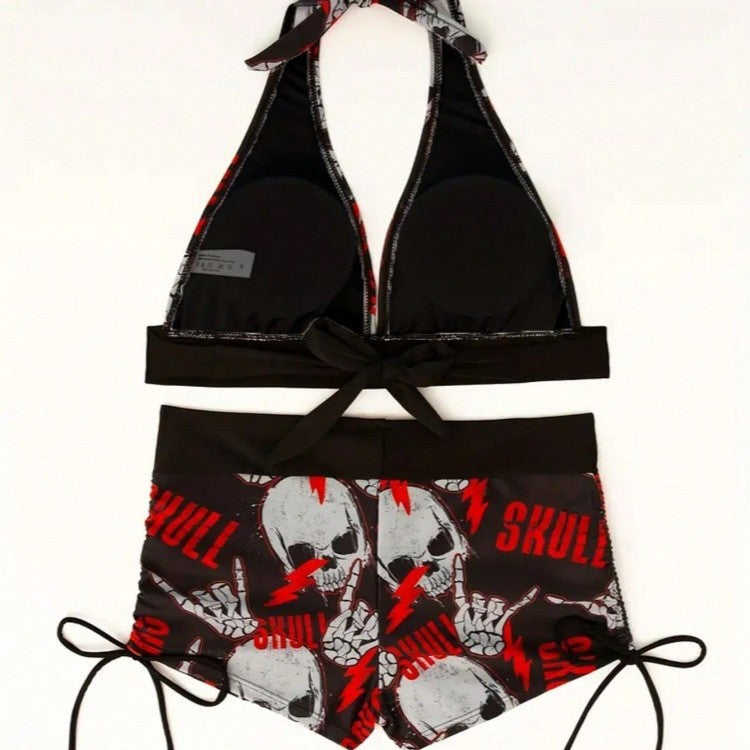 Damen Bikini-Set mit tiefem V-Ausschnitt und kontrastierenden Shorts Drune