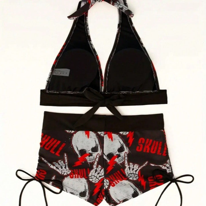Damen Bikini-Set mit tiefem V-Ausschnitt und kontrastierenden Shorts Drune