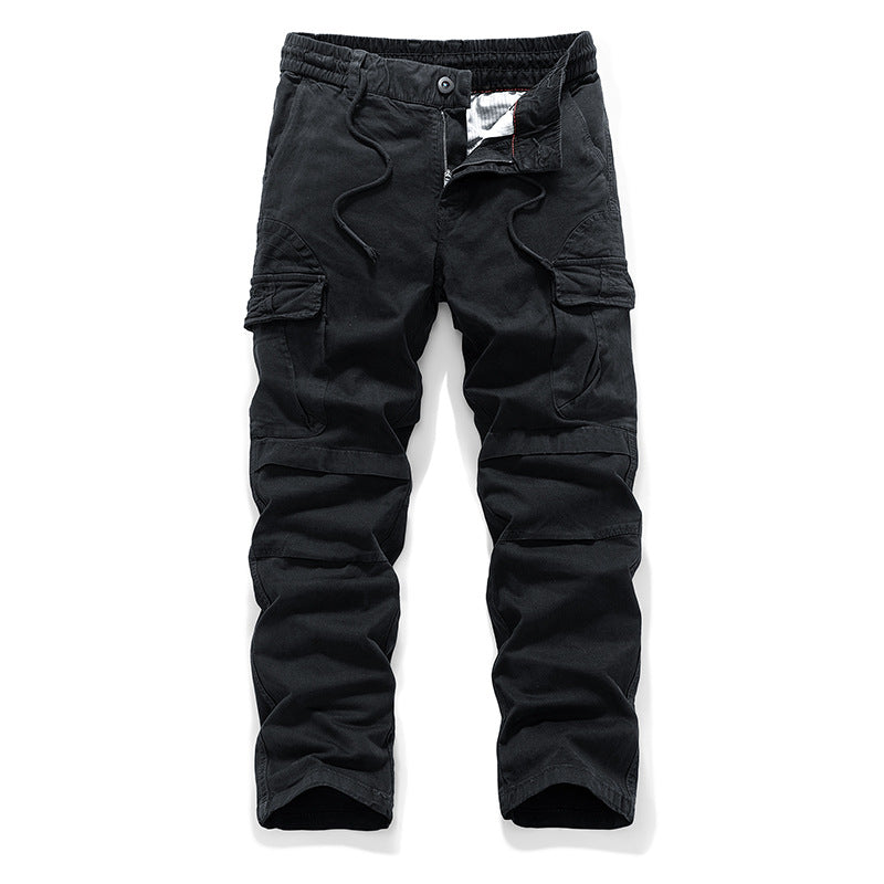 Herren Baumwoll-Canvas Cargo-Hose mit elastischem Tunnelzugbund, Kniepaneelen und Mehrfachtaschen Drune