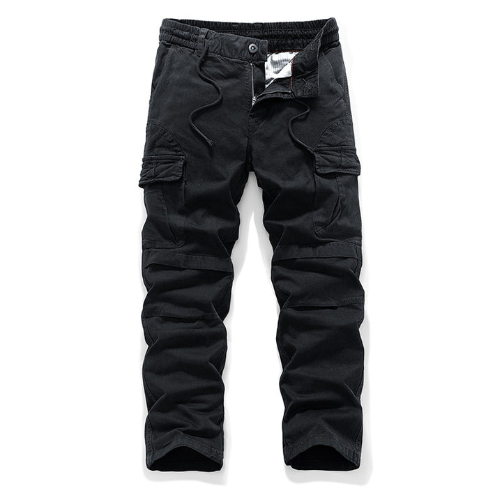 Herren Baumwoll-Canvas Cargo-Hose mit elastischem Tunnelzugbund, Kniepaneelen und Mehrfachtaschen Drune