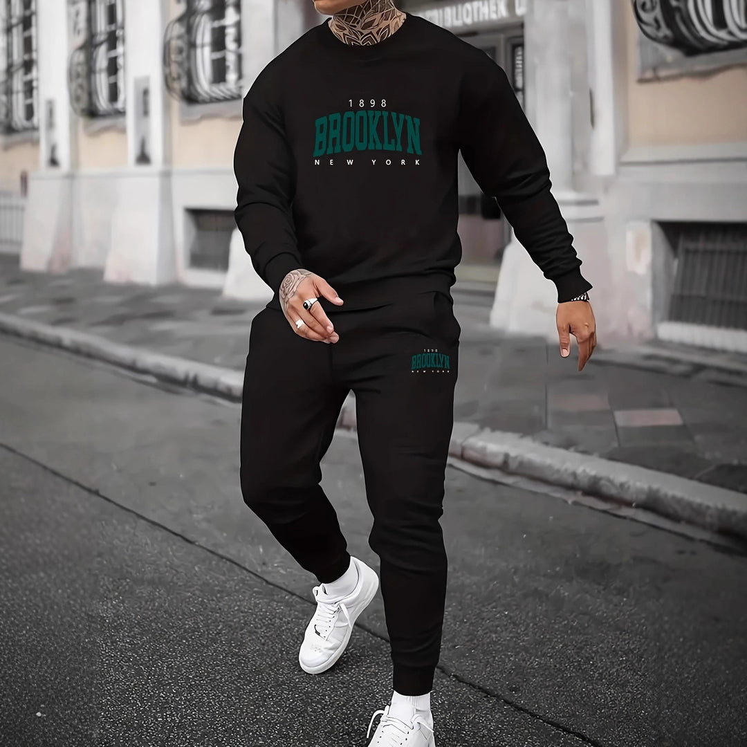 Herren Sportliches Freizeitset mit markantem Schriftzug Drune
