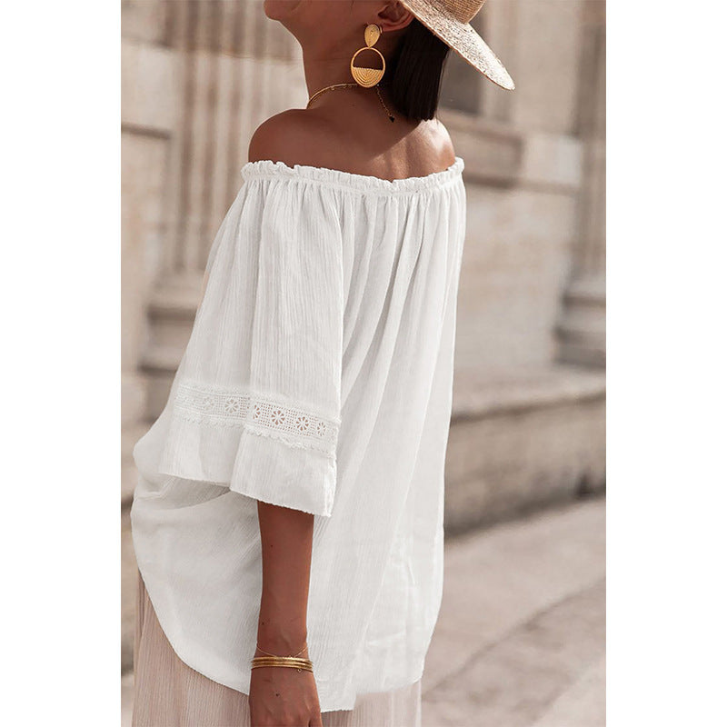 Damen Off-Shoulder Bluse mit bestickten Details Drune