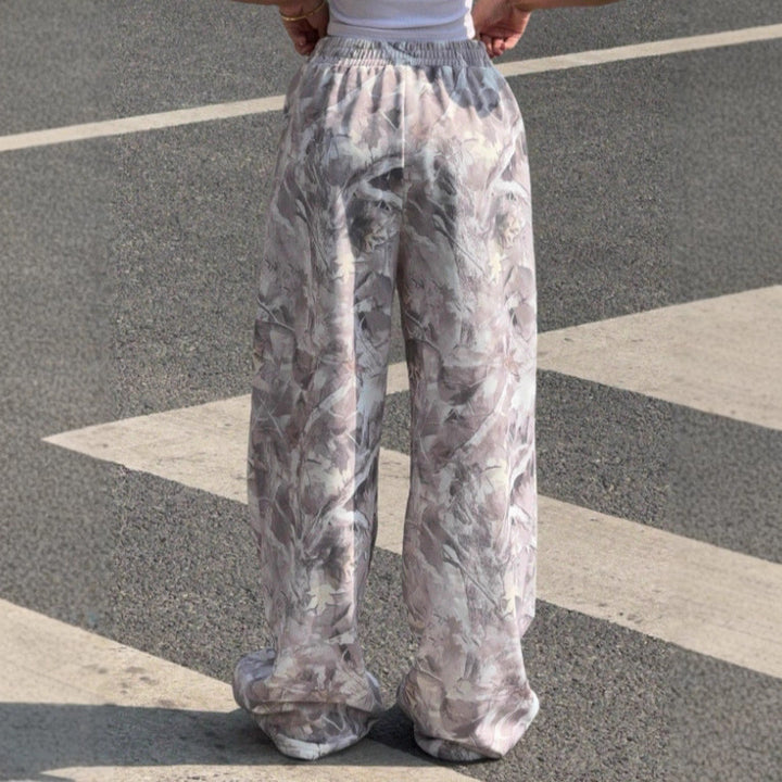 Damen Weitgeschnittene Print-Hose mit elastischem Bund Drune
