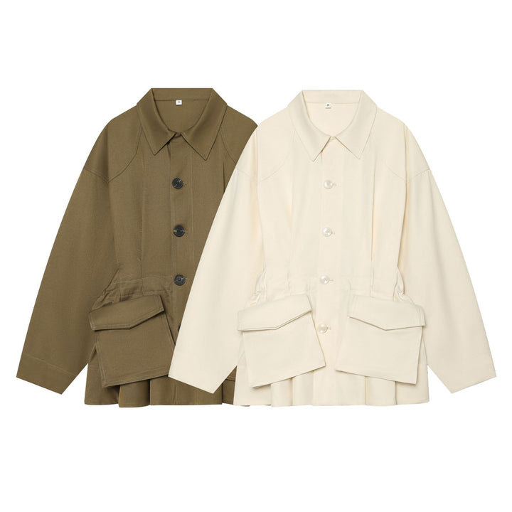 Damen nan oversized Utility-Jacke mit markanten Klappentaschen und Kordelzug Drune