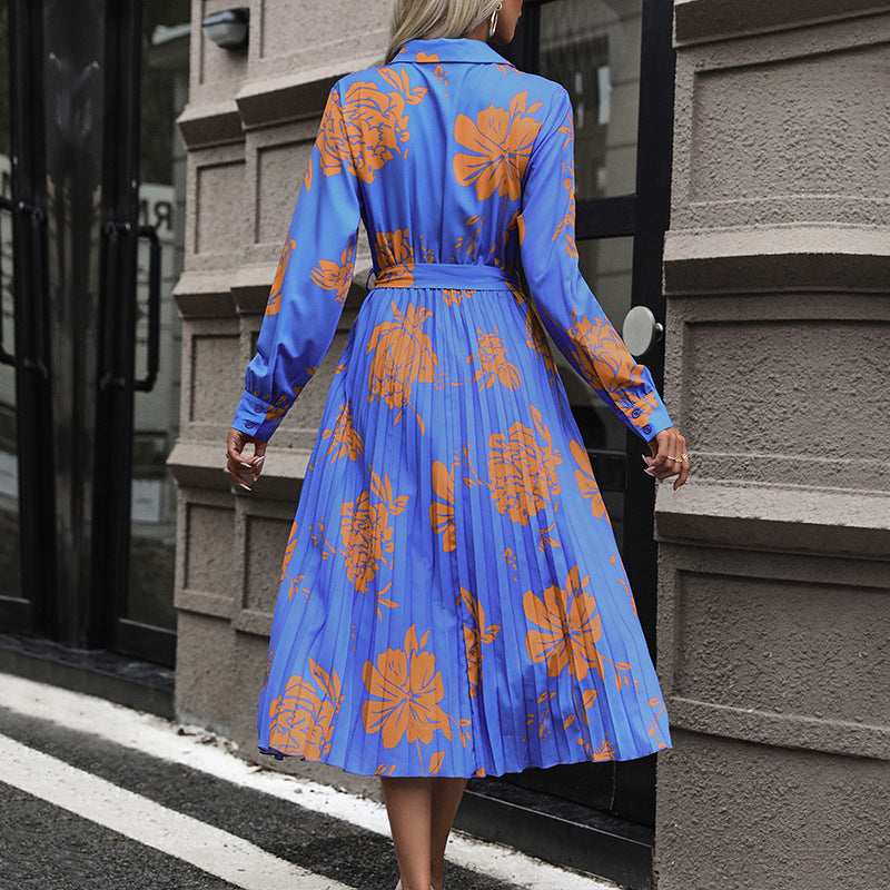 Damen Midikleid mit Plissée-Rock, Wickeloberteil und Taillengürtel Drune