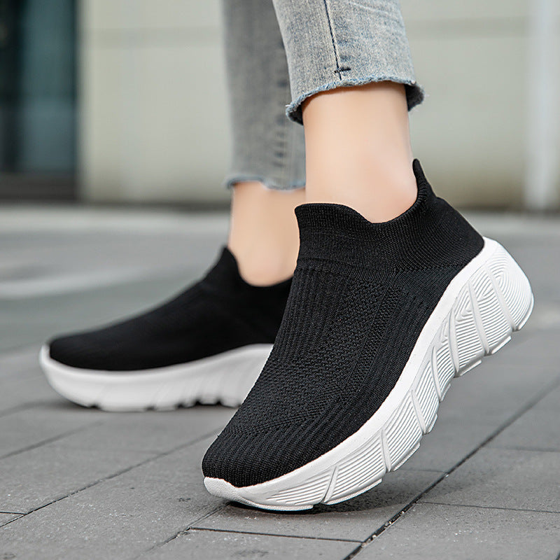 Damen Schnürlose Freizeitsneaker mit flexiblem Strick-Obermaterial Drune