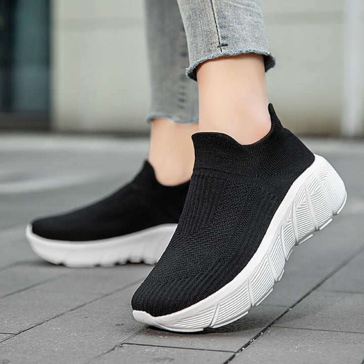 Damen Schnürlose Freizeitsneaker mit flexiblem Strick-Obermaterial Drune