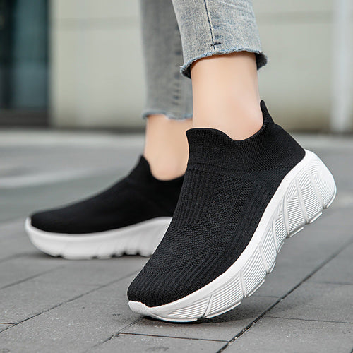 Damen Schnürlose Freizeitsneaker mit flexiblem Strick-Obermaterial Drune