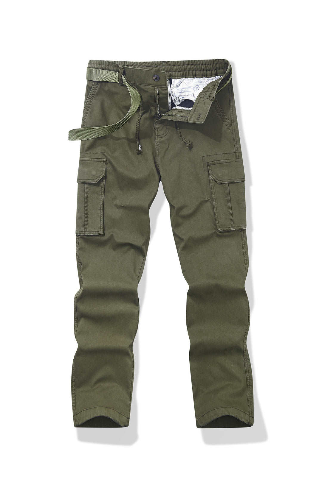 Herren Slim-Fit Utility-Cargohose mit elastischem Bund, Kordelzug und integrierter Webgürtel Drune