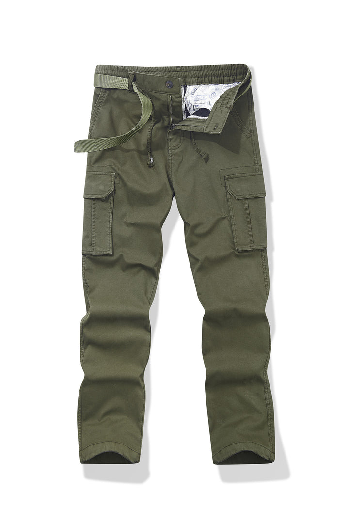 Herren Slim-Fit Utility-Cargohose mit elastischem Bund, Kordelzug und integrierter Webgürtel Drune